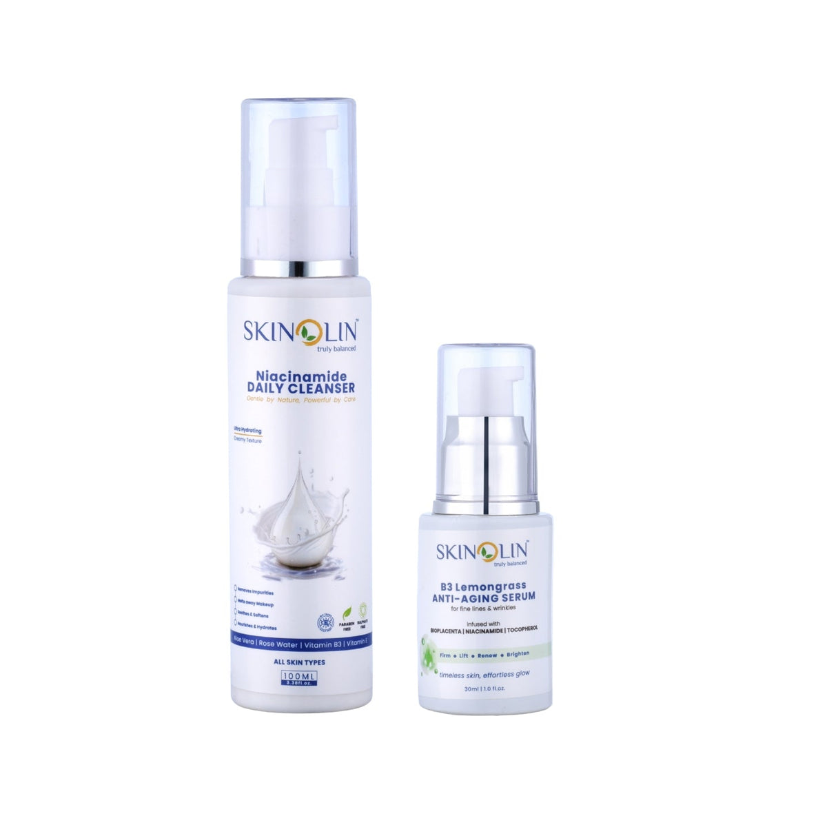 Skinolin Niacinamide Daily Cleanser and B3 Lemongrass Anti-Aging Serum