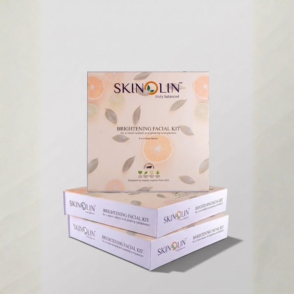 Skinolin Brightening Facial Kit retail packaging photographed on a soft neutral background