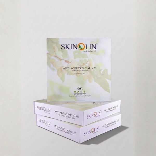 Skinolin Anti-Ageing Facial Kit retail packaging photographed on a soft neutral background