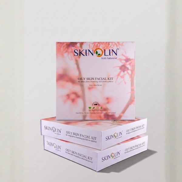 Skinolin Oily Skin Facial Kit retail packaging photographed on a soft neutral background